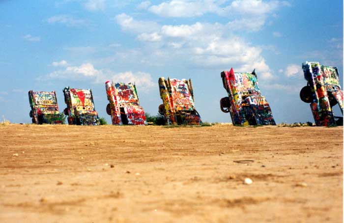 Cadillac Ranch Emily says a guy named Stanley Marsh III paid a group of